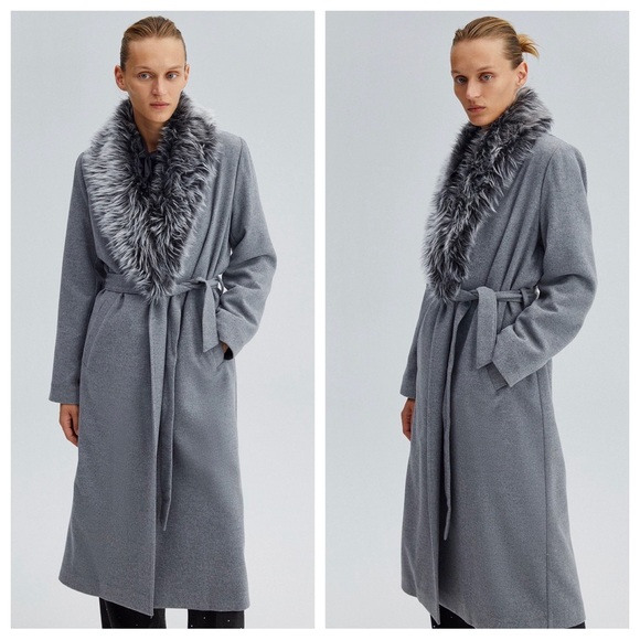 25 Salon Designer Privé Fleece Coat With Faux Fur - Picture 4 of 4